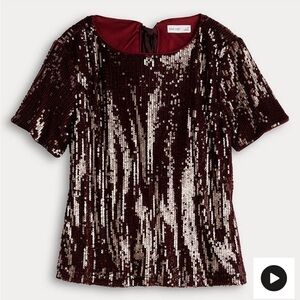 Nine West Burgundy Sequin Blouse - XXL